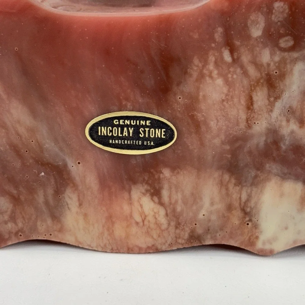 Vintage Genuine Pink Incolay Stone Handcrafted  Venus at Repose Jewelry Box